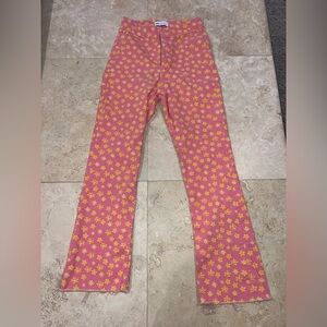 Zara Pink Pants with Yellow Floral Design